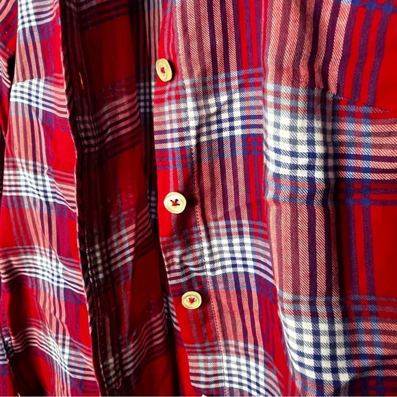 Talbots Button Down Cotton Flannel Shirt Long Sleeve Red White Size Petite (0-2) - Picture 4 of 6